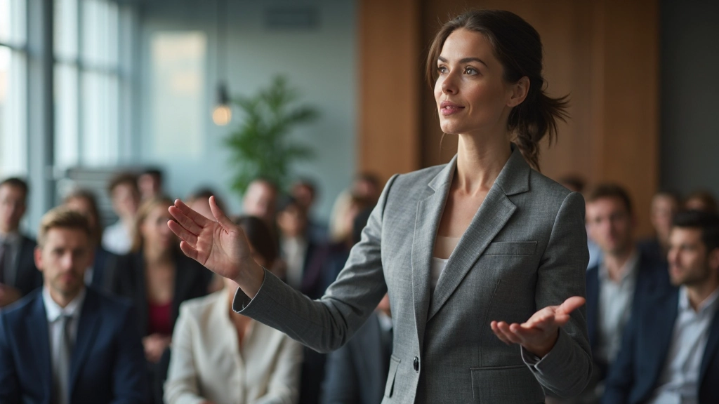 Professionelle Geschäftsfrau in modernem Büro mit Laptop und strategischen Notizen