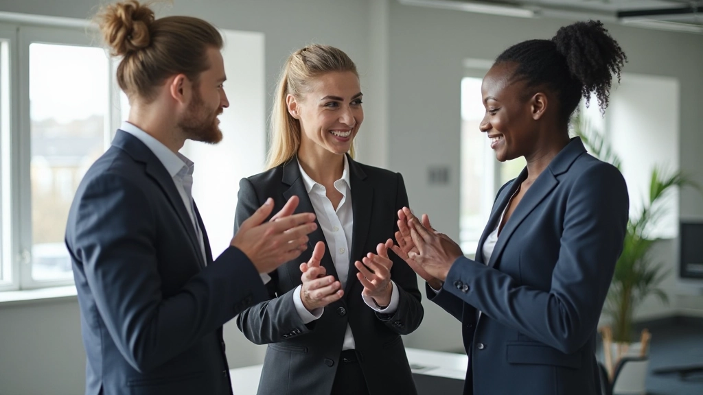 Professionelle Gruppe von Arbeitnehmerinnen in modernem Arbeitsumfeld zusammen